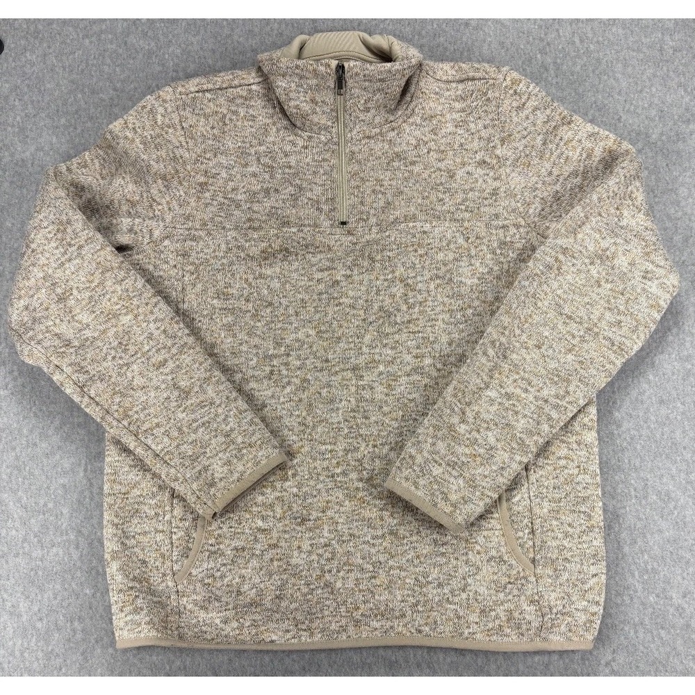 Thread & Supply Oatmeal Quarter Zip Fleece Pullover L Cozy Minimalist Outdoor - Picture 2 of 10
